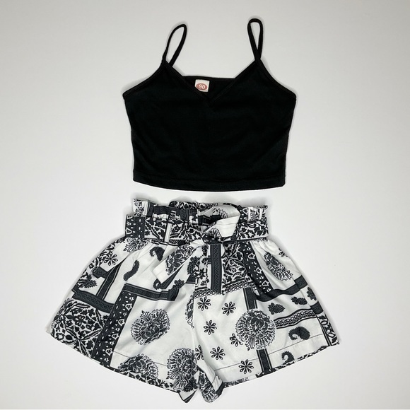 Toddler Girls Cami Top With Paisley Belted Shorts Size 2T (90) - Picture 2 of 7